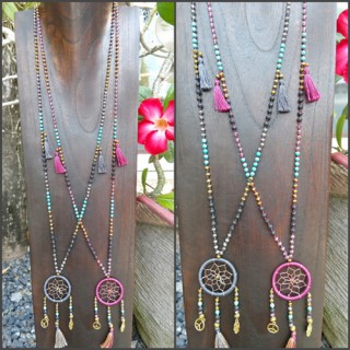 stone beads dream catcher pendant necklaces handmade free shipping 50 pieces